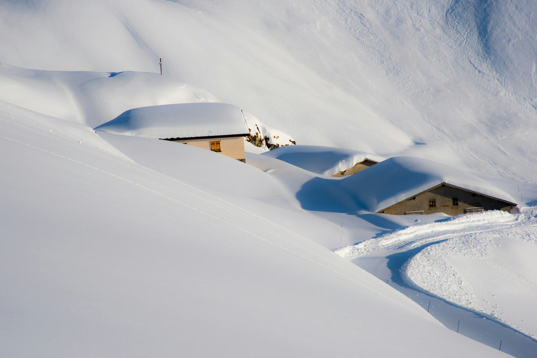 Snow-covered chalets in Verbier.