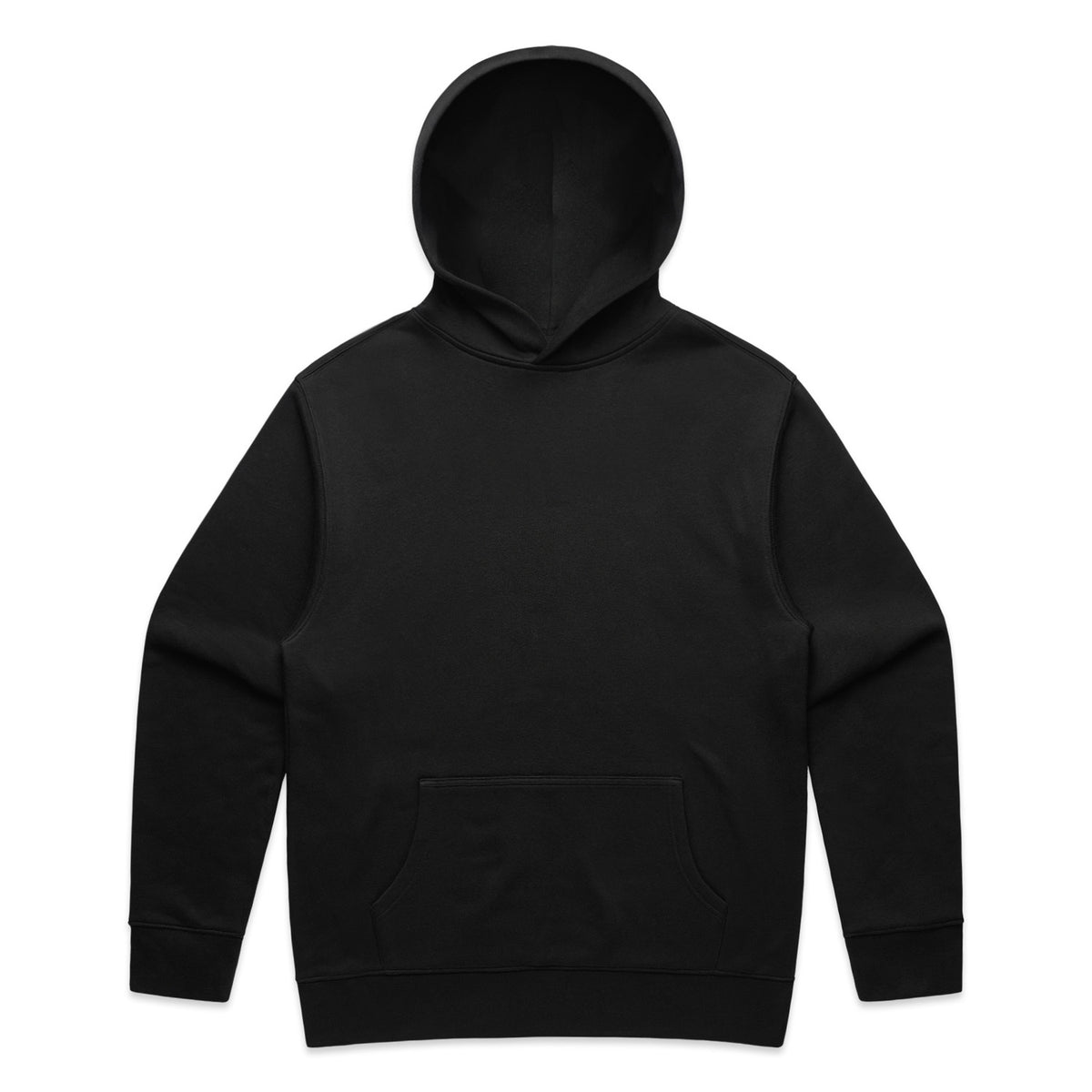 Unprinted front of the Black AS Colour 5161 used for the Double Turn Hoodie; manufacturer product image.