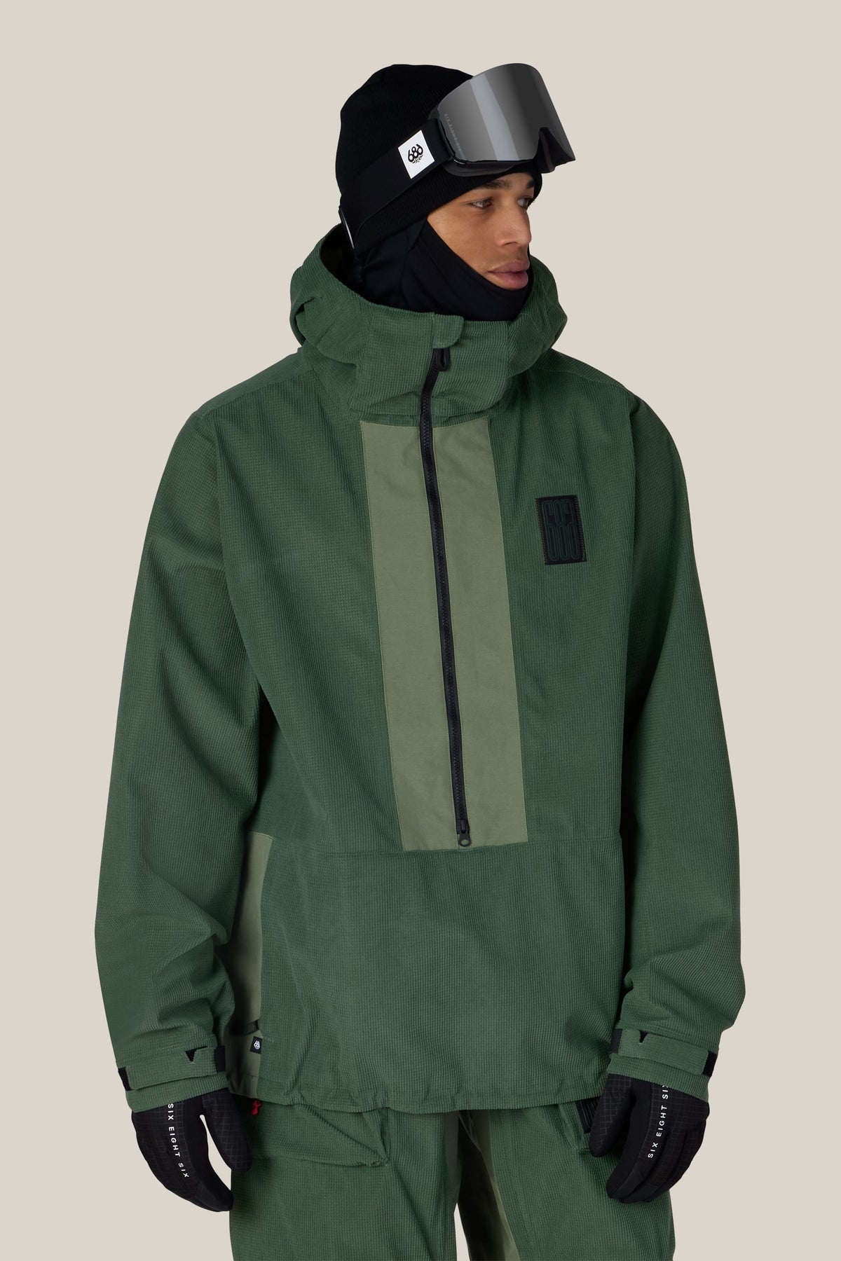 686-mens-ghost-2-5l-anorak — MOSS GREEN GRID CORDUROY