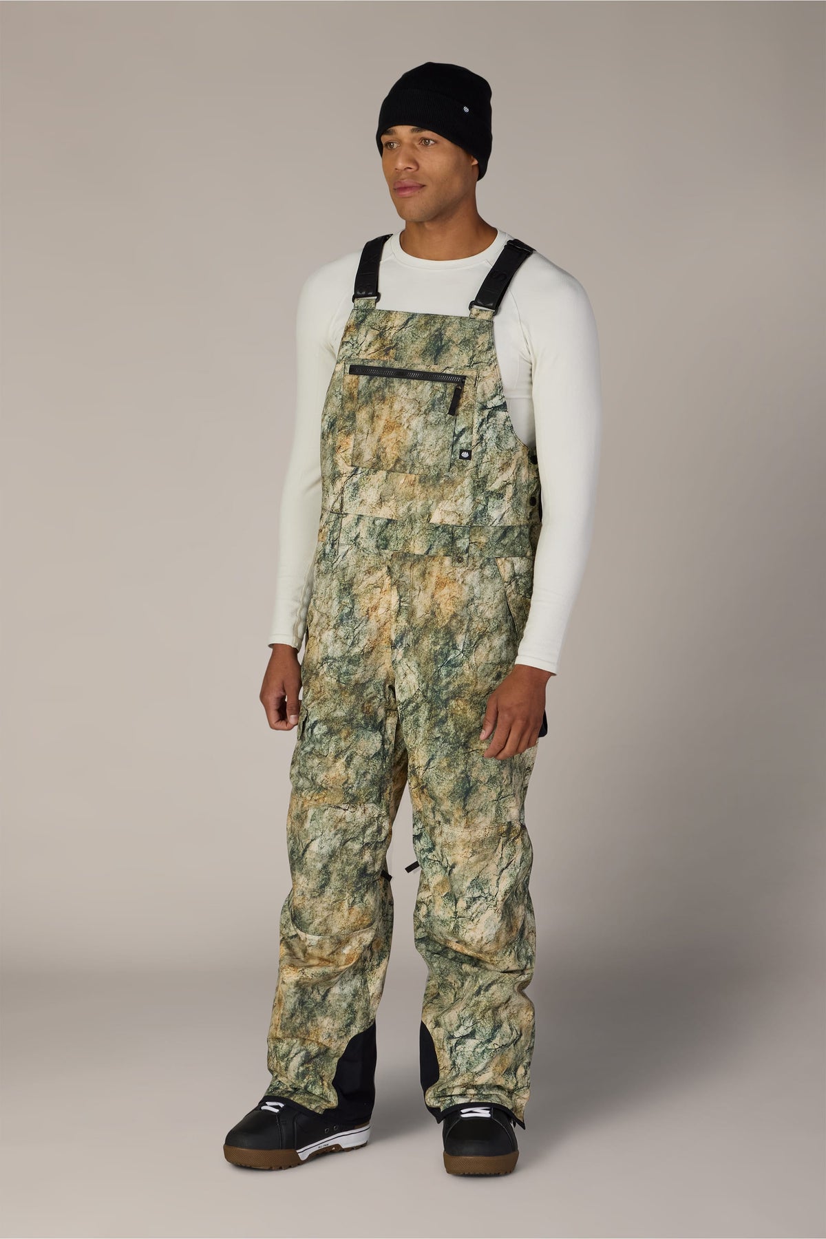 686-mens-hot-lap-insulated-bib — KHAKI GRUNGE