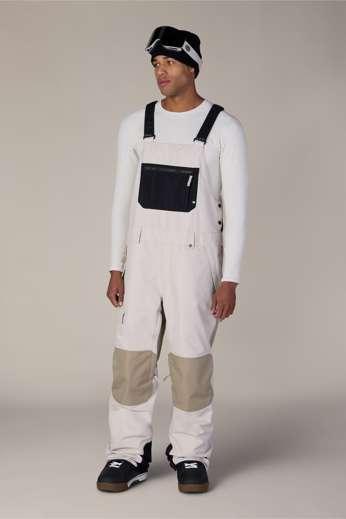 686-mens-hot-lap-insulated-bib — LIMESTONE KHAKI COLORBLOCK