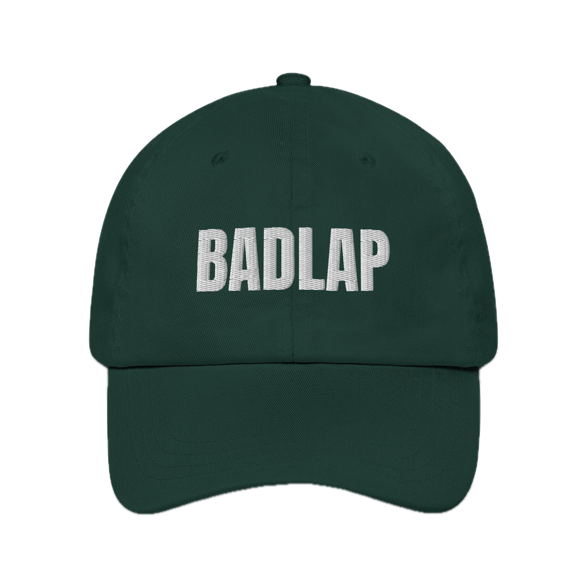BADLAP shop cap in Spruce, front view — product mockup