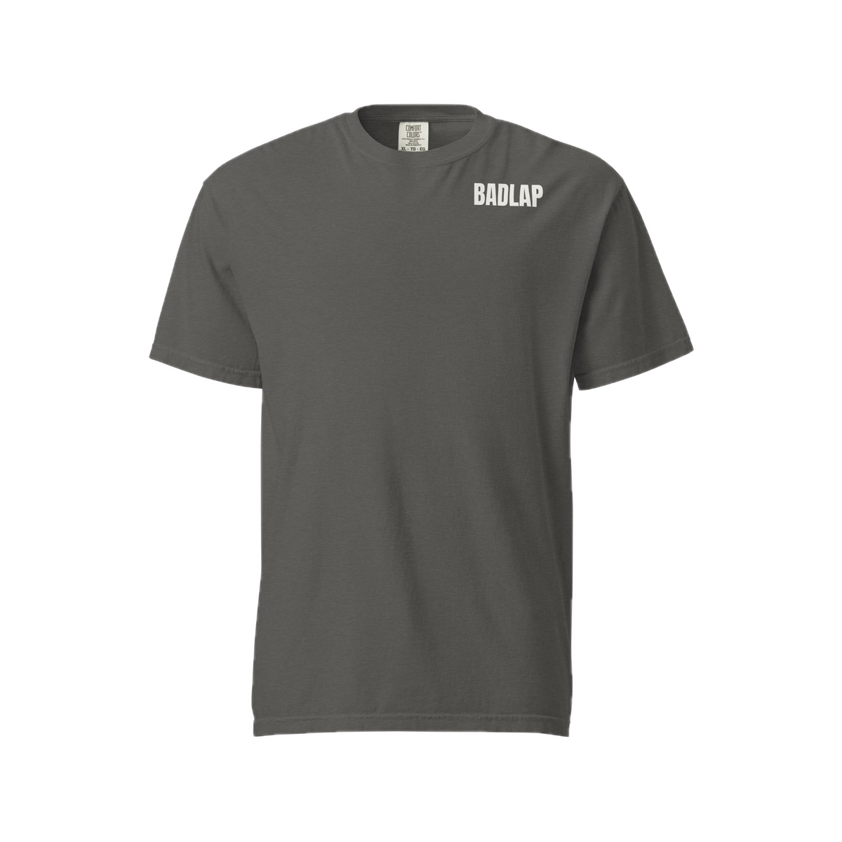 BADLAP shop tee in Pepper, front view — product mockup
