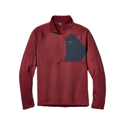outdoorresearch-mens-deviator-fleece-half-zip-322027 — Vermillion
