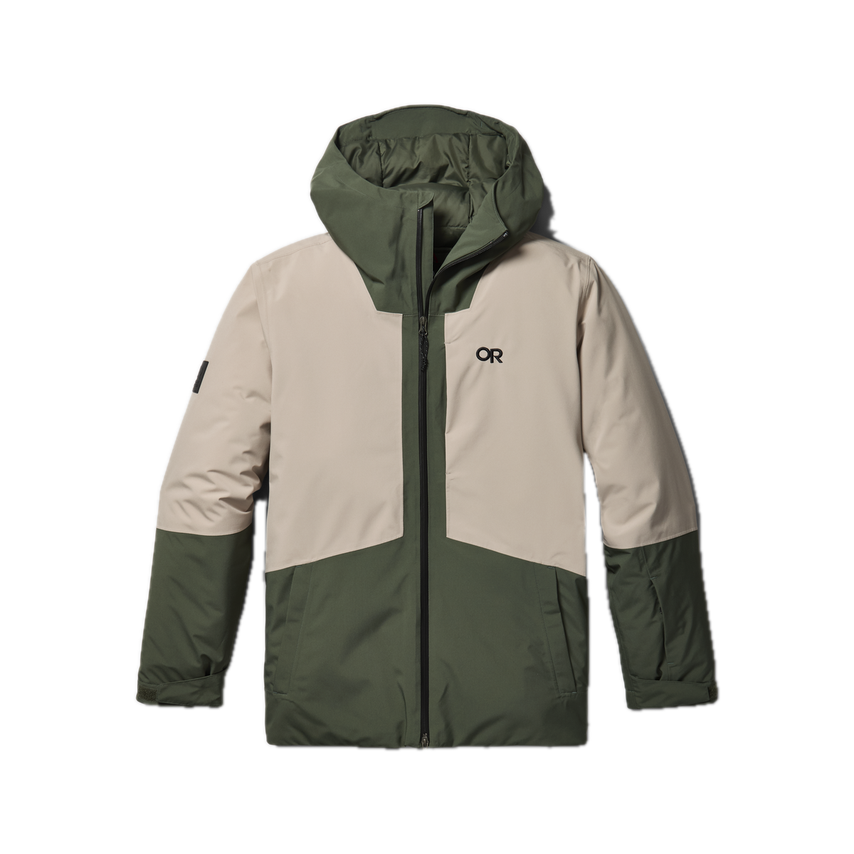 outdoorresearch-mens-snowcrew-jacket-283190 — Dark Laurel/Pro Khaki